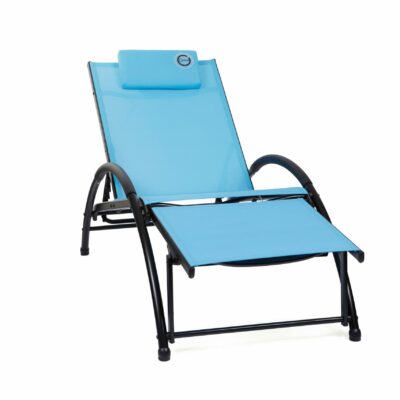 Bain de soleil avec repose tête - Bleu - Structure Pliable et Confortable - O'Colors