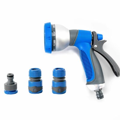 Kit complet pistolet d'arrosage et nettoyage 9 jets + raccords d'arrosage soft touch - Suan