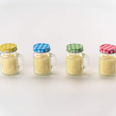 Lot de 4 bougies citronnelle d'extérieure contre les moustiques à la cire de soja - Dimensions : L x H : 7 x 8,5cm