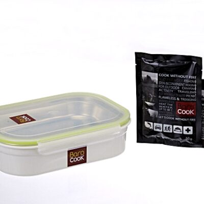 Boite alimentaire rectangulaire auto chauffante Barocook - Contenance : 1000 ML - Facile d'utilisation