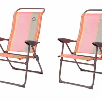 Lot de 2 Fauteuils de camping 5 positions O'camp - Structure pliable - Couleur : Orange