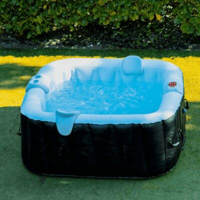 Pack spa gonflable 4 personnes carré Ospazia + 2 reposes têtes + 1 porte gobelet + 4 filtres