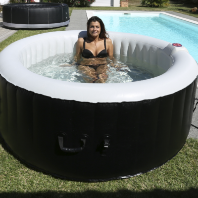 Pack spa gonflable 6 personnes rond Ospazia + 2 reposes têtes + 1 porte gobelet + 4 filtres
