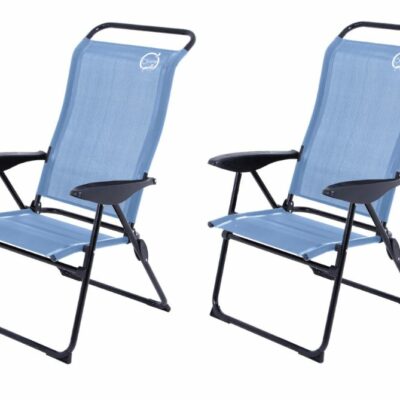 Lot de 2 Fauteuils de camping 5 positions O'camp - Structure pliable - Couleur : Bleu